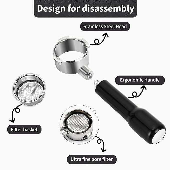 54mm Bottomless Portafilter with Filter Basket, Compatible with Breville Barista Express, BES880BSS, BES870XL, BES878BSS, BES500BSS, BES840XL, Pro, Touch, Bambino Plus, Infuser, Duo Temp Pro