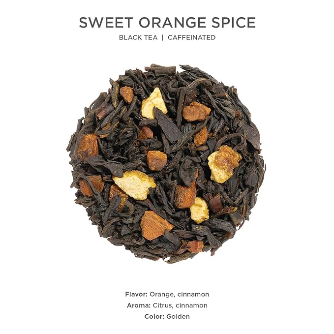 Tea Forte Sweet Orange Spice Premium Loose Leaf Caffeinated Black Tea Blend Canister, Makes 35-50 Cups