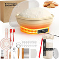 Heating Sourdough Starter Kit, 4L Electric Thermostatic Silicone Square Foldable Banneton Bread Proofing Basket with 6 Timer & Temp Settings for Dough Rising, Dishwasher Safe, Bread Making Kit