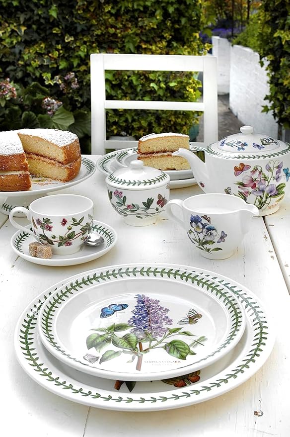 Portmeirion Botanic Garden 20oz Porcelain Mug, Sweet Pea Motif - Floral Coffee or Tea Cups with Chip Resistant Glaze, Microwave & Dishwasher Safe Drinkware Set - Floral Tea Party Décor