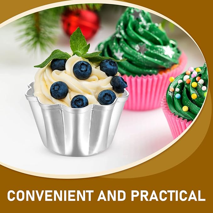 6Pcs Egg Tart Molds Aluminium Pie Tins Mini Tart Tins Tiny Pie Tin Cupcake Cake Mold Pudding Molds for Home Baking