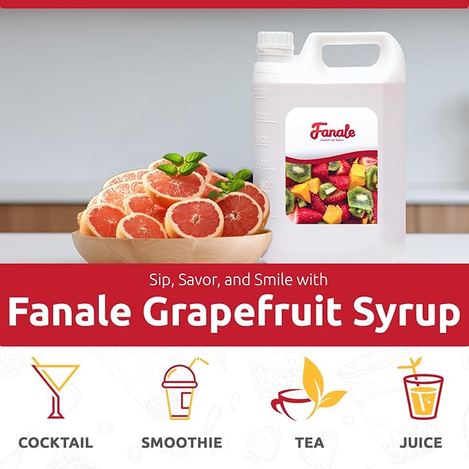 Fanale Premium Flavoring Concentrated Syrup for Bubble Tea 11 lb | Grapefruit Flavor Syrup | for Boba Tea, Smoothies, Slushes, Desserts | 11lb | SRP200