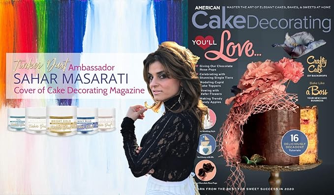 BAKELL Rose Gold Edible Glitter, 45 Grams | TINKER DUST Edible Glitter | KOSHER Certified | 100% Edible Glitter | Cakes, Cupcakes, Cake Pops, Drinks, Dessert Vegan Glitter & Dusts (45g Shaker, Rose Gold)