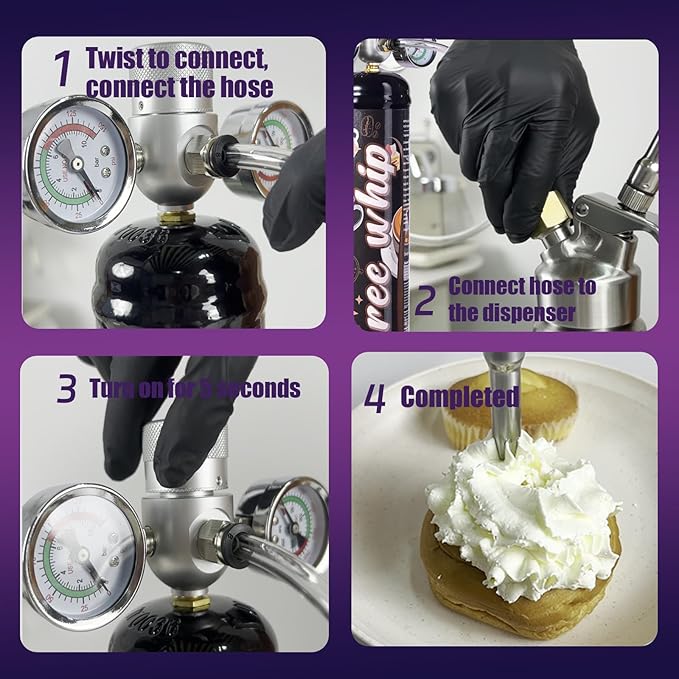 1.1L Whipped Cream Charger 640g Tank, Cartridges for Desserts & Cocktails, Fits with Any Standard Dispensers (6 Pack)