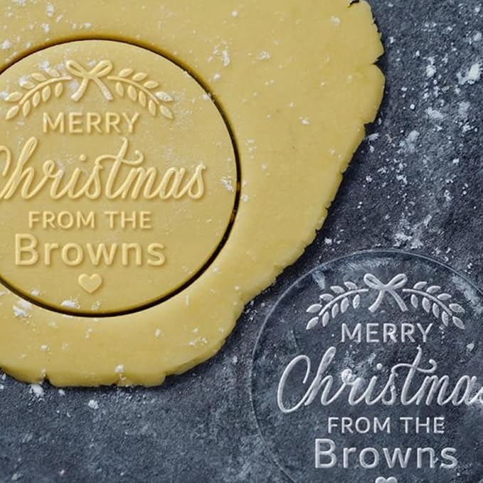 2025 Personalized Christmas Cookie Stamp Unique 3D Embossed Design Fun Tool for Baking Art (C)