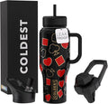 Coldest 40 oz Tumbler with Handle and Straw - 100% Leak Proof Insulated Tumbler with Lid and Straw (3 Lids) - Stainless Steel Tumblers for Women & Men - Cup Holder Friendly Base, 36 oz (All in)