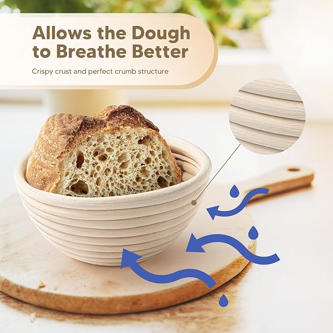 Mini Banneton Basket (5 Inch, Set of 4) – Round Banneton Bread Proofing Set, Perfect for Bread Bowl and Small Sourdough Loaves– Mini Sourdough Proofing Basket for Baking Supplies