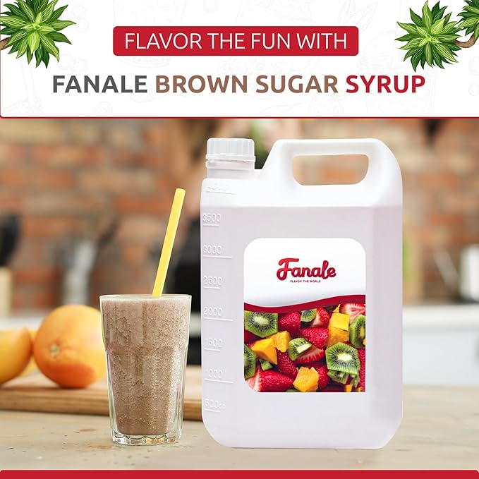 Fanale Premium Flavoring Concentrated Syrup for Bubble Tea 11 lb | Brown Sugar Flavor Syrup | for Boba Tea, Smoothies, Slushes, Desserts | 11lb | Pack of 4 | SRP240-CS