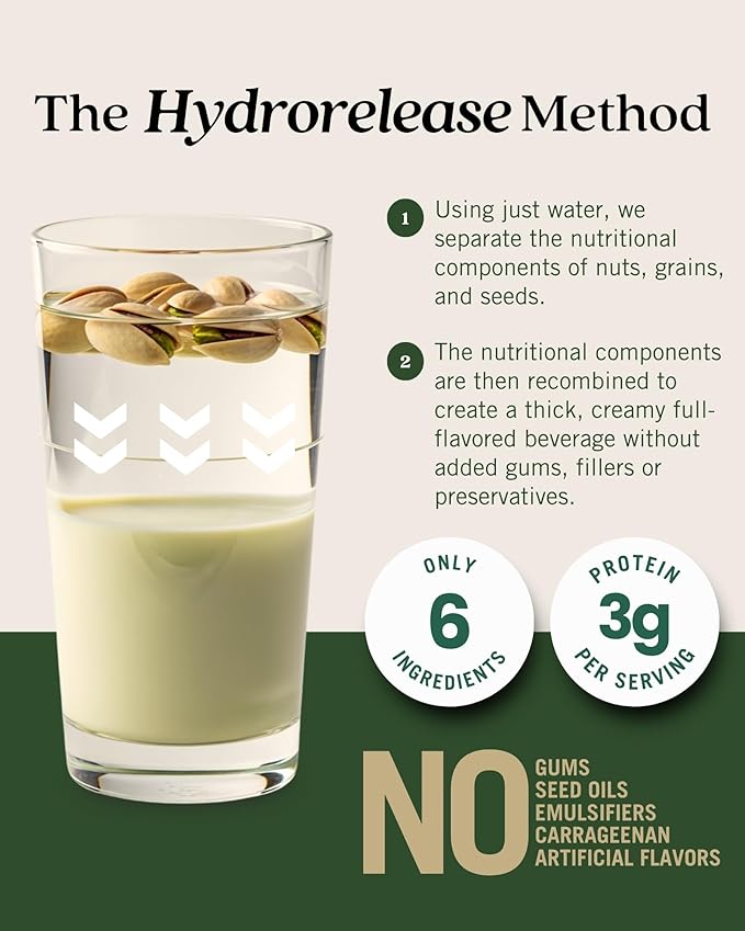 Elmhurst 1925 Pistachio Milk Barista Edition – 32 Ounce (Pack of 6) Plant-Based, Vegan, Dairy-Free, Non-GMO, Kosher, Froths for Lattes & Iced Coffee, 3g Protein per Serving, Simple Ingredients