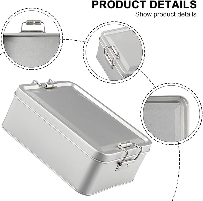 Metal Tin Box, Tinplate Metal Storage Tins Tea Container Rectangular Cookie Box With Lids For Storaging Cookies Snowflake Pastries Tea(M)