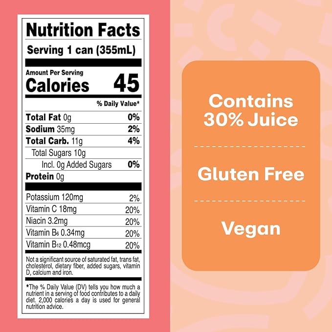 WellWithAll Peach Energy Drink – Caffeine from Tea – With Vitamin C – Lightly Sparkling Beverage – Fruit & Veggie Juice Blend – 12 Oz (Pack of 12)