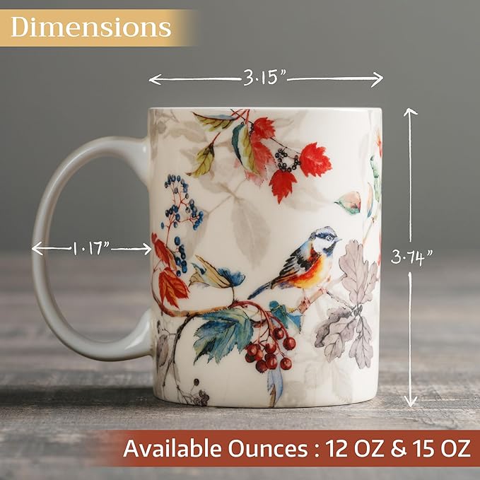 Maison d' Hermine Coffee Mug with Handles Fine Bone China Mugs Pack of Two Tea Cups for Hot Beverages Cappuccino Latte Home Restaurant Office Perfect for Gift (Equinoxe - Beige, 12 Ounce)
