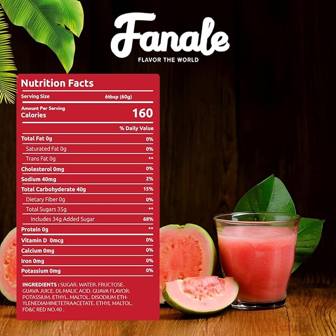 Fanale Premium Flavoring Concentrated Syrup for Bubble Tea 11 lb | Guava Flavor Syrup | for Boba Tea, Smoothies, Slushes, Desserts | 11lb | SRP210