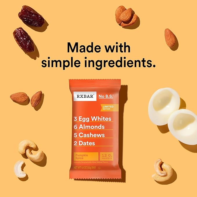 RXBAR Protein Bars, Protein Snack, Snack Bars, Pumpkin Spice, 22oz Box (12 Count)