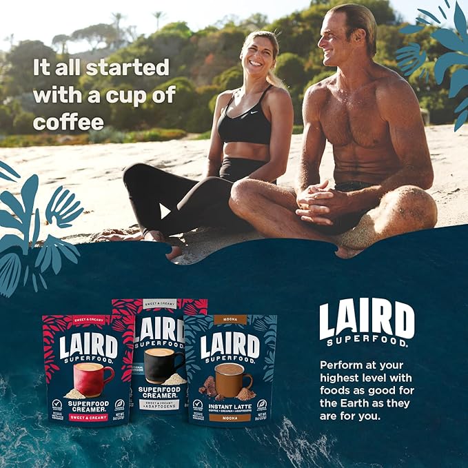 Laird Superfood Non-Dairy Original Superfood Peppermint Mocha Coconut Powder Coffee Creamer, Gluten Free, Non-GMO, Vegan, 8 oz. Bag, Pack of 1