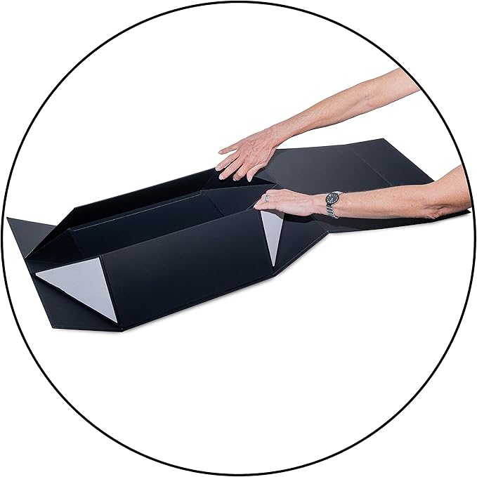 Prime Line Packaging Christmas Gift Boxes with Lids, Holiday Gift Boxes for Presents, Extra Large Black Magnetic Gift Box for Gift Wrapping, Weddings, Storage, Bulk, 14x14x6, 15 Pack