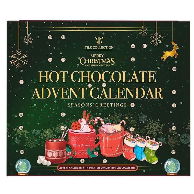 Hot Chocolate Advent Calendar 2025 - Gourmet Luxury 24 Hot Chocolate Selection Variety Flavours - Food Advent Calendars Gifts Set For Men Women Children