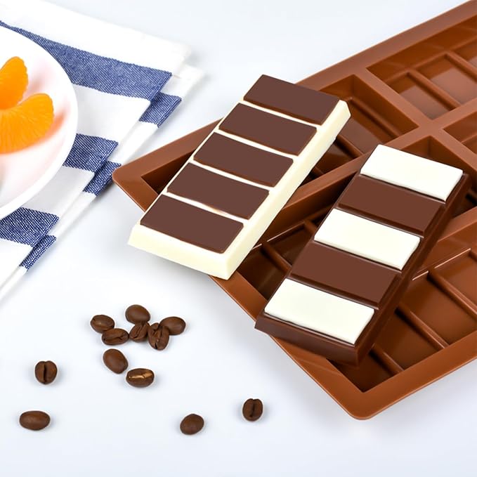 Chocolate Bar Mold, Deep Silicone Bar Mold for Stuffed Chocolate Bar, Wax Melt, Candy Bar Mold 1 Pack (5 Snap)