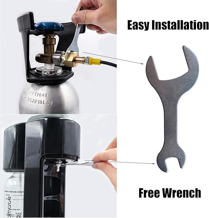 Soda Water Maker Machine Carbon Dioxide Fill Station Adapter TR21-4 for External CO2 Tank with 98 Inches Hose Kit and 8mm Male Quick Disconnect Connector