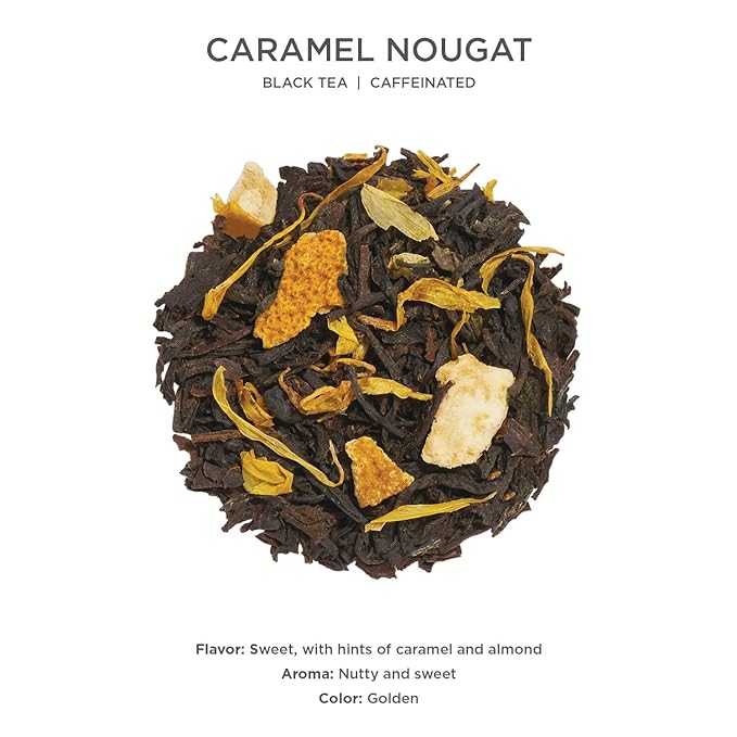 Tea Forte Caramel Nougat Premium Loose Leaf Caffeinated Black Tea Blend Canister, Makes 35-50 Cups