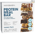 WonderSlim Meal Replacement Protein Bar, Variety Pack, 15g Protein, 20 Vitamins & Minerals (7ct)