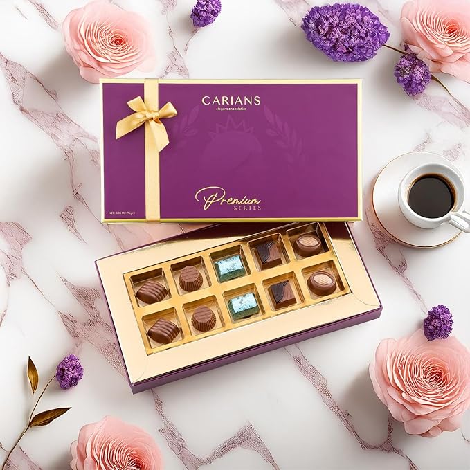 CARIANS Chocolate Truffles Box, Belgium Chocolate Limited Edition, Gourmet Assortment of Milk, Dark, White Chocolate Basket, Great for Gift Giving, Anniversary, Thanksgiving, Christmas