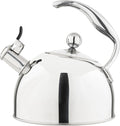 Viking 3-Ply Stainless Steel Tea Kettle, 2.6 Quart Stovetop Hot Water Pot with Tempered Glass Lid, Ergonomic Handle, Induction Ready, Mirror Finish