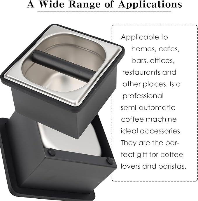 Espresso Knock Box, Stainless Steel Coffee Bag Container, With Steel Bracket And Noise Reducing Rubber Ring (S)
