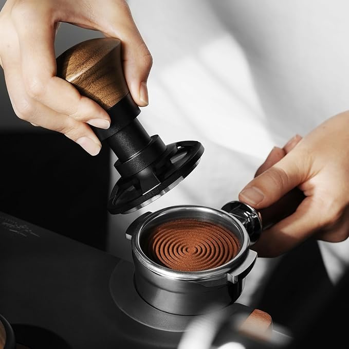 MHW-3BOMBER 58.35mm Espresso Tamper - 30lbs Coffee Tamper with Sound Feedback for Barista, Walnut Tamper Tool Espresso Hand Tamper with 3 Spring Loaded Fits 58mm Portafilter, Thread Base, T5164T-OS