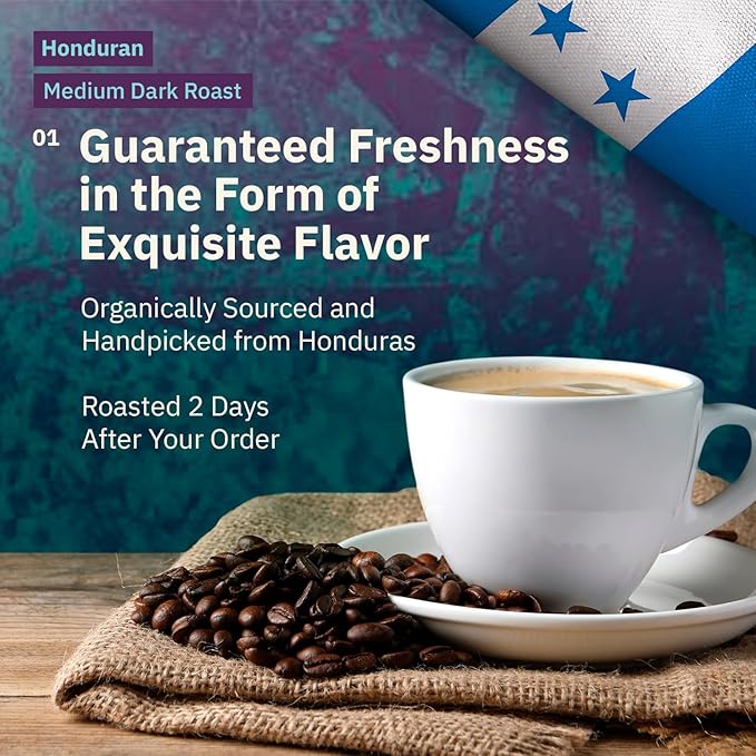 Kochere Honduran Marcala Specialty Whole Bean Coffee – 1LB Medium Roast – Freshly Roasted to Order – Single Origin, Farm Direct, Rich Flavored Coffee Beans – Caramel & Brown Sugar Notes