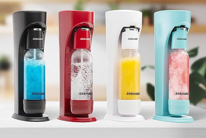 Drinkmate OmniFizz Sparkling Water and Soda Maker, Carbonates Any Drink, Bubble Up Bundle - Includes Two 60L CO2 Cylinders, One Carbonation Bottle, and Fizz Infuser (Matte Black)
