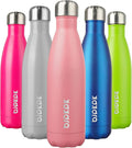 BJPKPK 17oz Insulated Stainless Steel Water Bottles,Sports Water Bottles Keep Cold for 24 Hours and Hot for 12 Hours,BPA Free for Travel,Light Pink