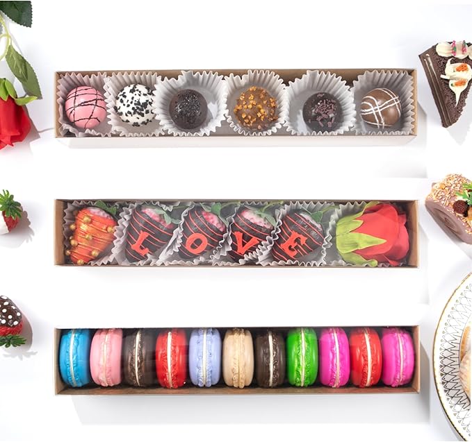 20Pack 12x2¼x2 Inch Bakery Boxes for Chocolate Covered Strawberry,Macaron,Truffle, Cocoa Bombs, Cookie,Soap Boxes