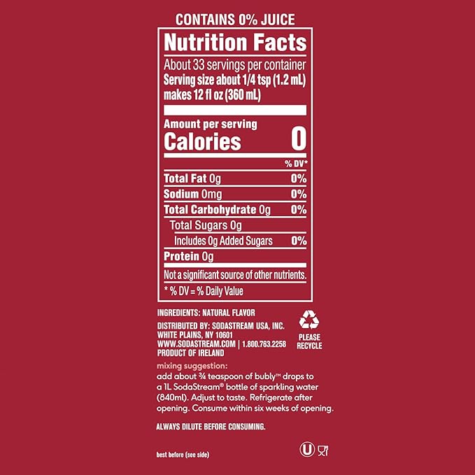 SodaStream bubly Drops, Raspberry, 1.36oz (Pack of 3)