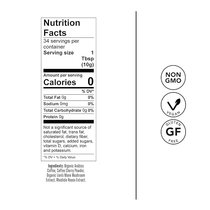Laird Superfood Focus Coffee, Medium Roast Ground Coffee Infused with Functional Mushrooms and Botanical Adaptogens, 12 oz. Bag (Pack of 2)
