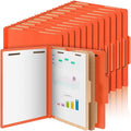 24 Pcs Classification Folders Letter Size Bulk - 2 Dividers Pressboard File Folder with 3. 5 Inch Expansion, 2 Prongs Fastener, Heavy Duty Office File Organizer for Teacher Medical (Orange)