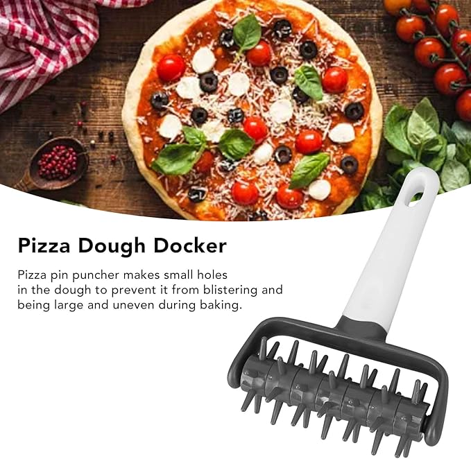 Pizza Dough Docker Roller Plastic Pizza Pin Puncher Dough Hole Maker Docking Tool Pizza Making Accessories for Cookie Pie Pastry Bread(Grey)