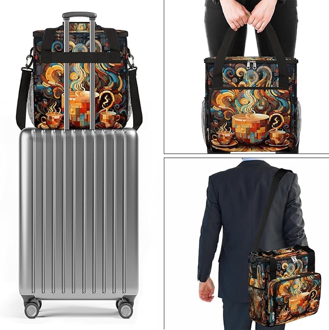 cfpolar Coffee Maker Storage Bag, Waterproof Travel Carrying Storage Tote Bag Organizer Case, Compatible with K-Mini or K-Mini Plus, And Suitable for Other Accessories， With Pockets for K-Cup Pods