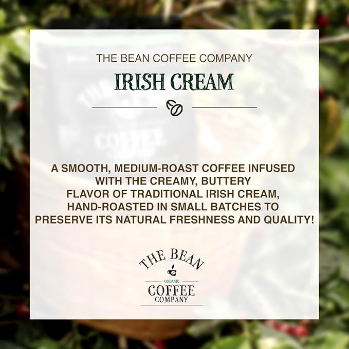 The Bean Organic Coffee Company Irish Cream, Medium Roast, Ground Coffee, 5-Pound Bag, Café molido tostado orgánico