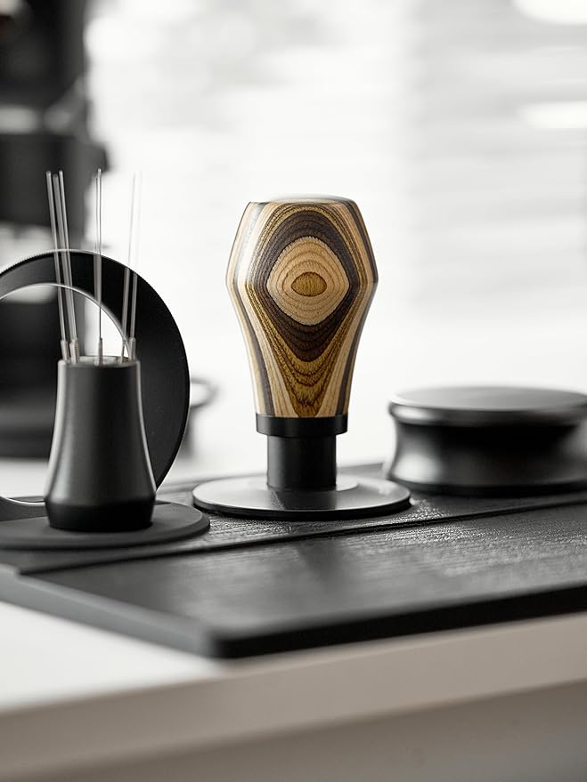 Normcore 58mm Espresso Tamper V4.1, Spring Loaded Coffee Tamper Compatible with 58mm Portafilter Baskets, Titanium PVD Coating Flat Base, Colorful Wood Handle