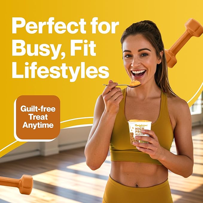 Bootylicious | High-Protein Muffin | 25g Protein, 7g Net Carbs, 2.32-2.75oz Cup, 12-Pack (Banana Peanut Butter)