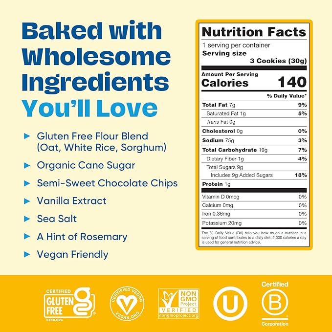 Gluten Free Partake Crunchy Chocolate Chip Cookies - Vegan - Free From the Top 9 Allergens Including Dairy, Wheat, Soy, Eggs, & Peanuts - Safe School & Office Snack (48 Packs, 1.09 oz)