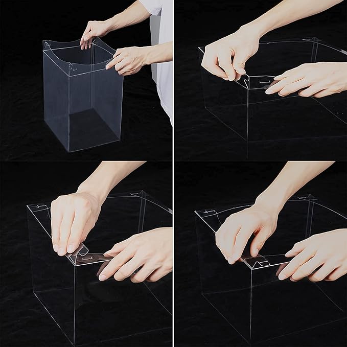 XININSUN 6Pcs clear cake boxes with Ribbon, 6inch cake boxes for Christmas Bakery Treat,Holiday Pastries,Gift Giving-White