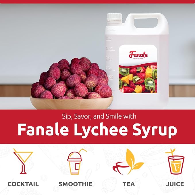 Fanale Premium Flavoring Concentrated Syrup for Bubble Tea 11 lb | Lychee Flavor Syrup | for Boba Tea, Smoothies, Slushes, Desserts | 11lb | SRP050