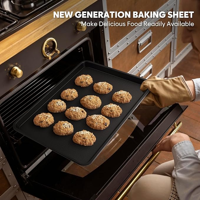 Cookie Sheet for Baking, Ceramic Quarter Baking Sheet Pan, Thicker Carbon Steel Baking Sheet Non Stick, 12.8 x 9 Inch Baking Tray for Oven