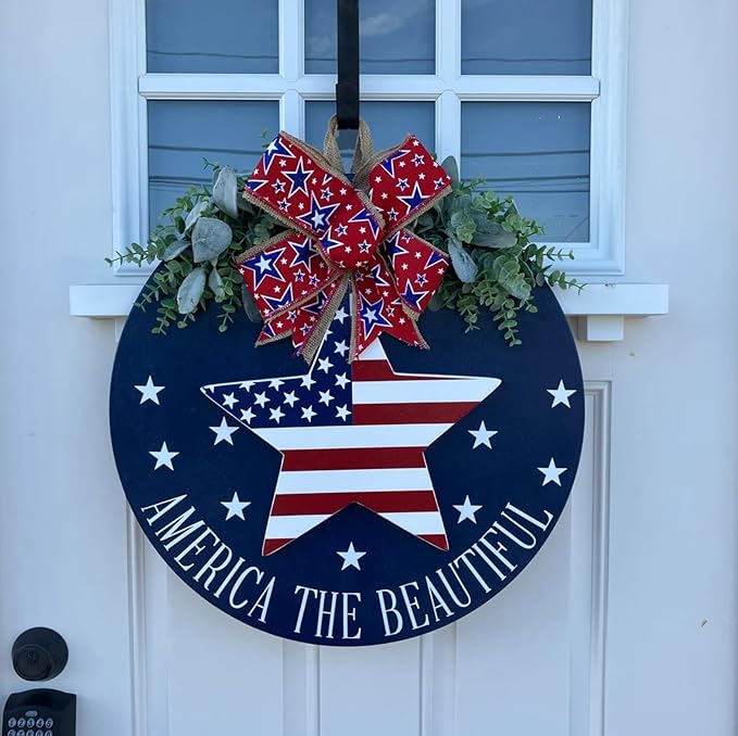 Patriotic Welcome Stencils 4th of July Stencil Independence Day Stencils for Painting on Wood Door Hanger Porch Sign Decor