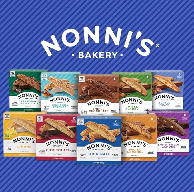 Nonni's Dark Chocolate Almond Biscotti Italian Cookies - 6 Boxes Dark Chocolate Cookies - Biscotti Individually Wrapped Cookies - Italian Biscotti Cookies w/Bittersweet Chocolate & Almonds - 6.88 oz