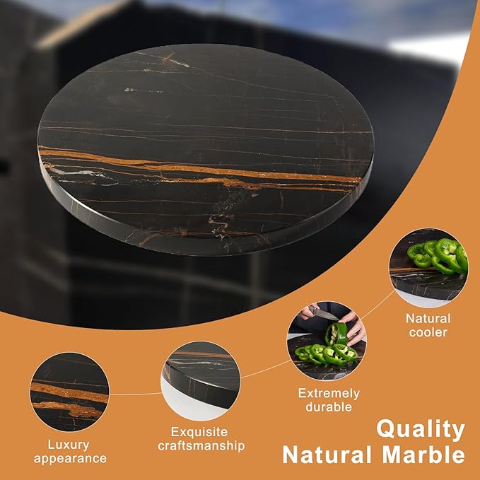 Koville Black Marble Cutting Board Pastry Serving Board, Large Marble Cheese Board for Baking, Charcuterie, Trivet - Non-Stick Heat Resistant Stone Cutting Boards Chopping Boards for Kitchen
