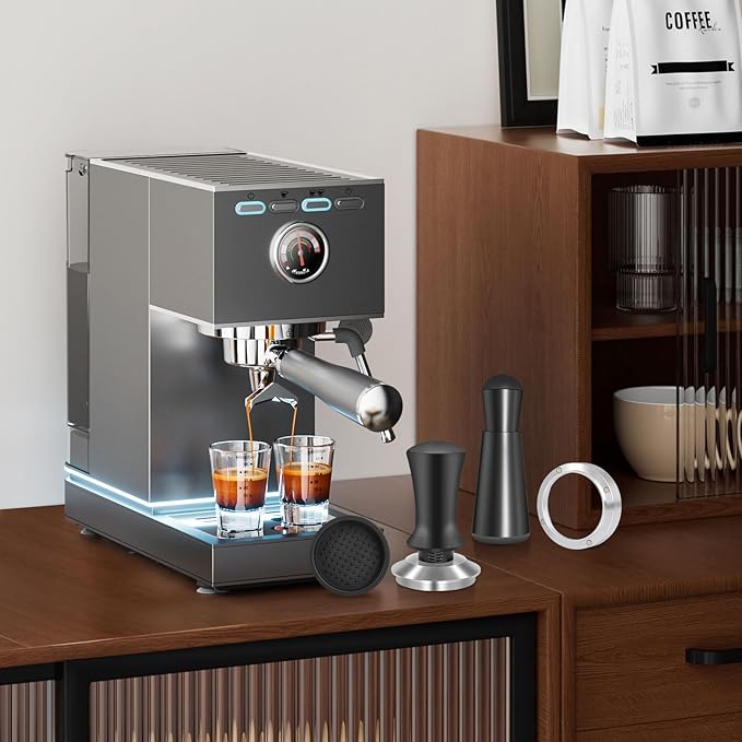 51mm Espresso Accessories Kit, Spring Loaded Calibrated Tamper, WDT Tool and Dosing Funnel Set Fits Espresso Coffee Machines and 51 mm Portafilters