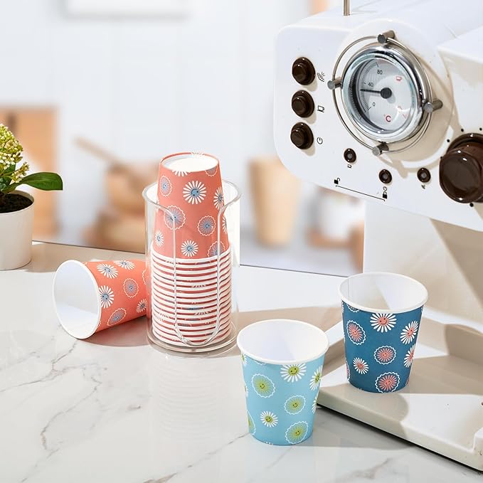 1200 Pack 3 oz Paper Cups, Disposable Bathroom Cups, Mini Mouthwash Cups, Small Cup 3 Ounce for Bathroom, Party, Picnic, BBQ, Travel(Daisy)